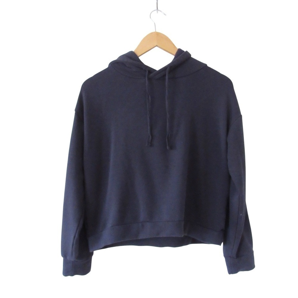 Quince Super Soft Fleece Pullover Hoodie Sweatshirt XS Blue Soft Lightweight